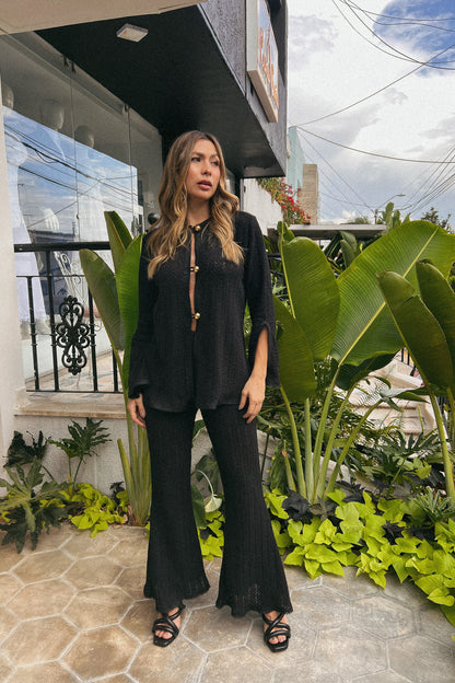 SET PANTALON JANA NEGRO TEJIDO